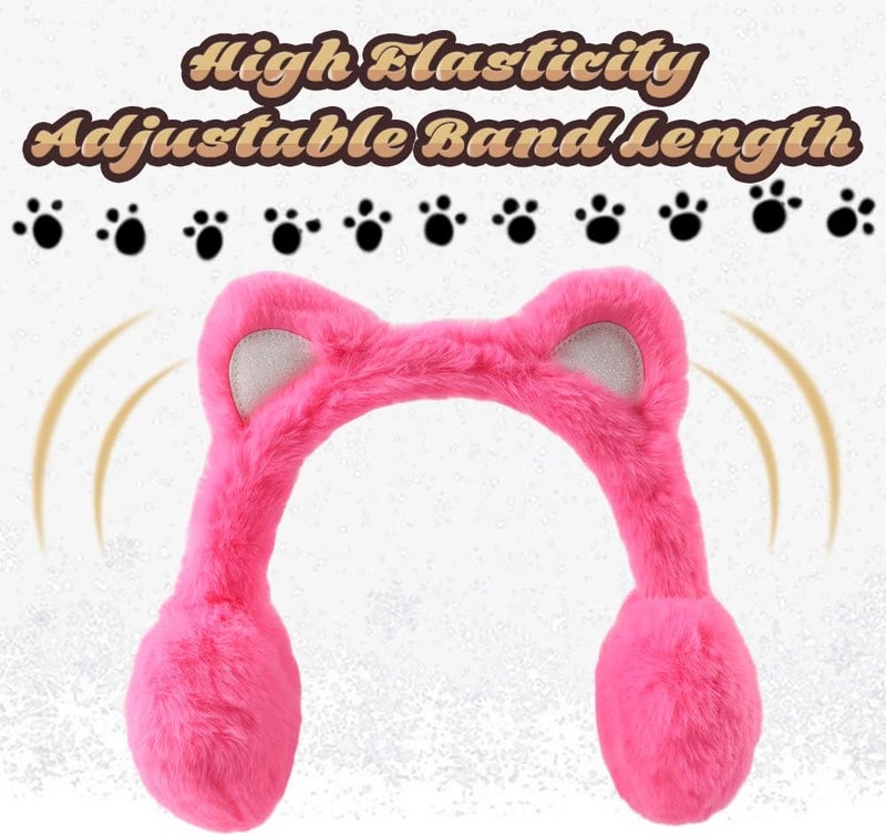 Peecabe Winter Kids Earmuffs Warm Girl Ear Muffs For Toddler Kid Children Earmuff with Cat Ears Girls Ear Warmer (Rose) - Image 4